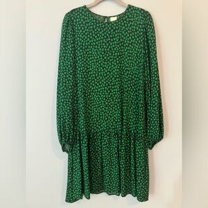 H&M Black and Green Floral Dress